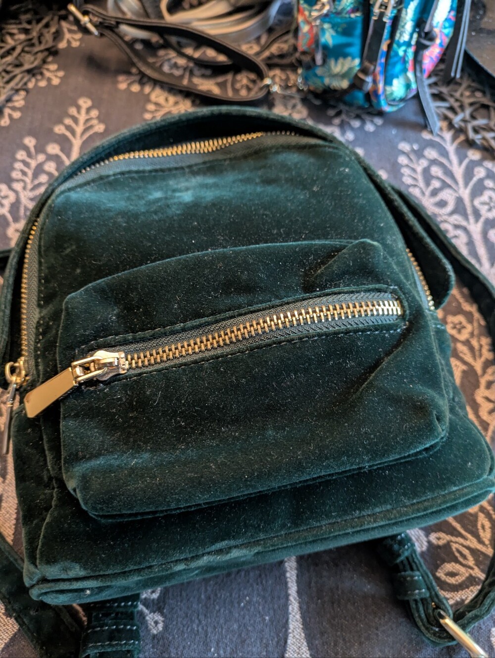 Green Velvet Mini Backpack ( Free With $50.00 Purchase)